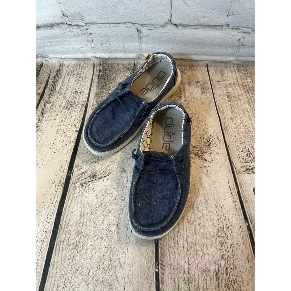 HEYDUDE Girl’s Wendy Sparkle Denim Shoes / Size: Y2-Y3